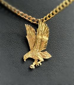 Jewelry 14k solid yellow gold American Eagle Bird Pendant charm
