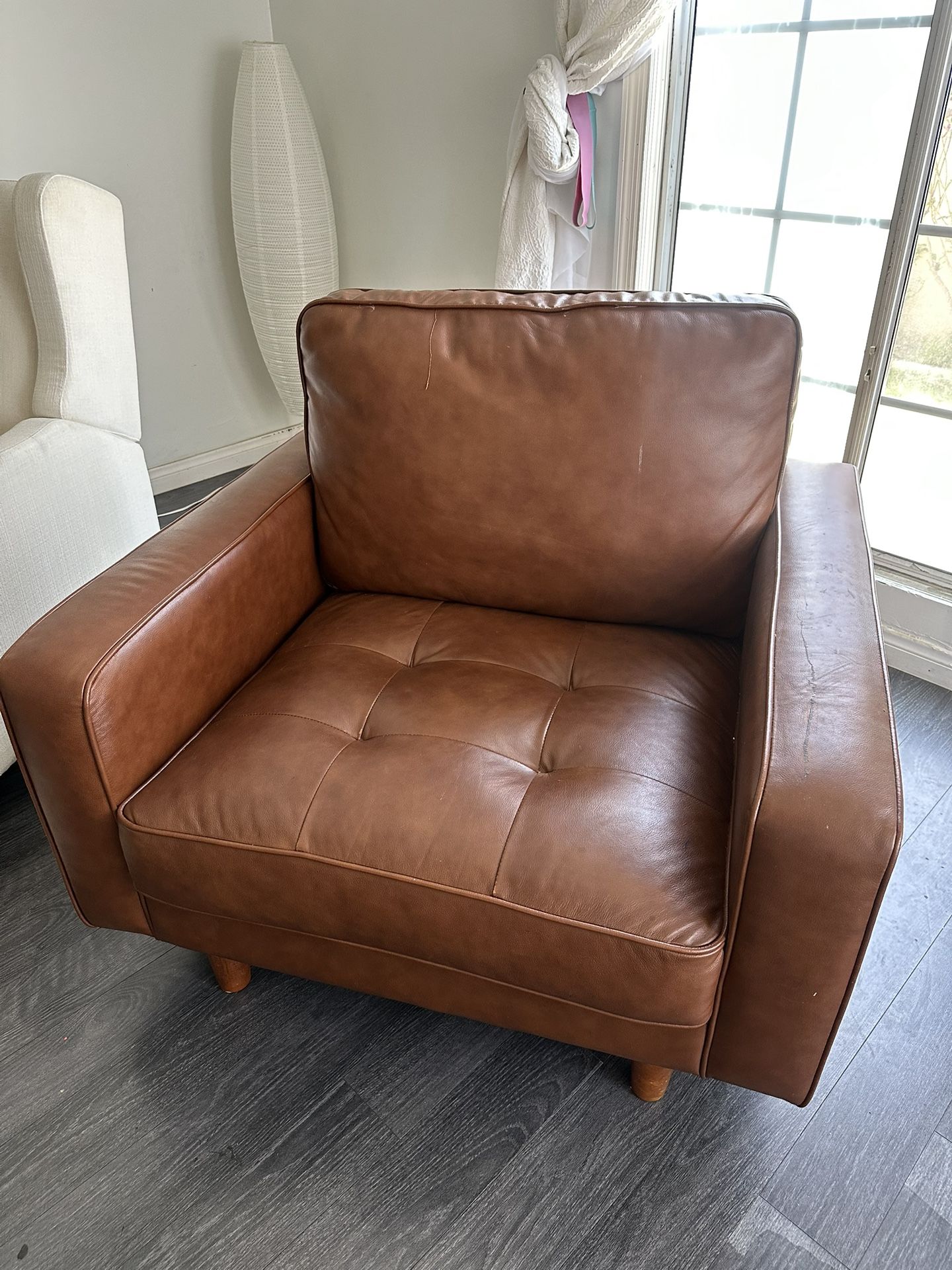 Brown Faux Leather Armchair