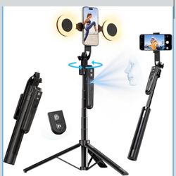Selfie stick, tripod,for iPhone, Auto face tracking, up to 70.9 inches tall, 360° rotation tripod comes with follows with movement, comes with remote,