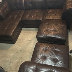 6 Piece Leather Couch Oversized 