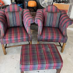 Pairs Of Chairs With Ottoman