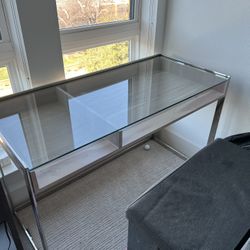 Light brown With Glass Top CB2 desk