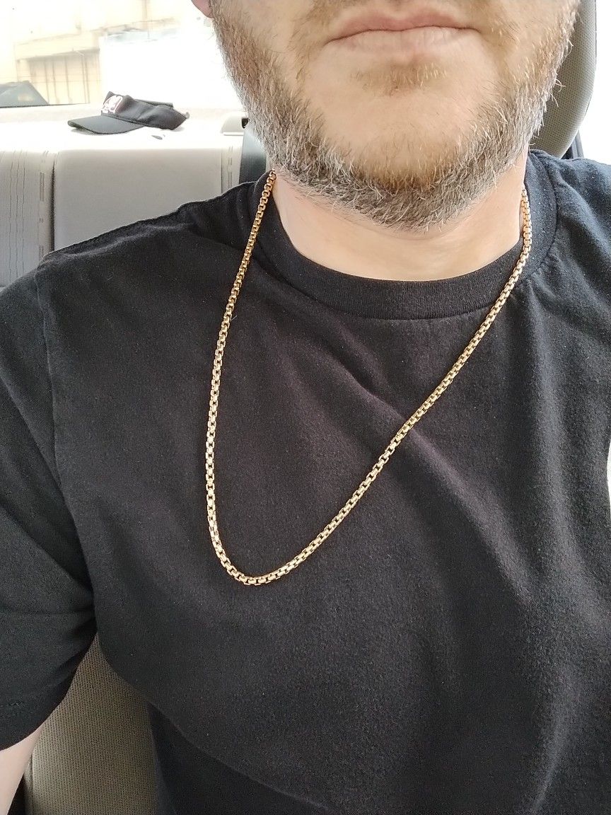 24" Yellow Gold Solid Box Chain Necklace