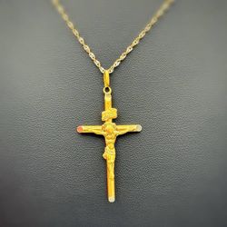 18k yellow gold cross pendant charm