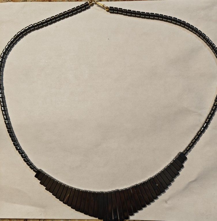 Vintage Hematite Handmade Necklace 24"