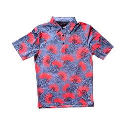 Oahu Golf OHIA LEHUA" BRED 2 - POLO - OBSIDIAN BLACK / RED LAVA