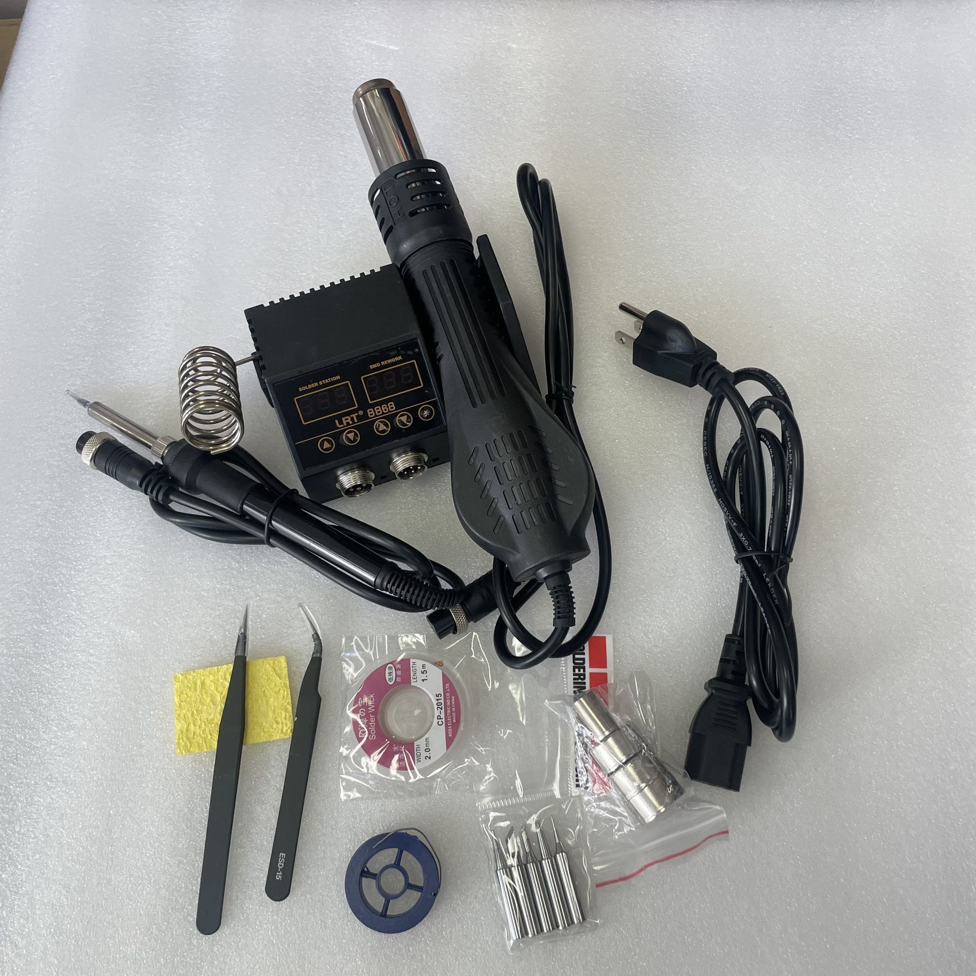 2 in 1 Hot Air Rework Digital Soldering Station Heat Gun and Soldering Gun
