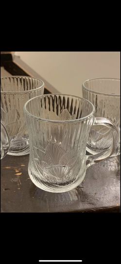 Arcoroc France Clear Glass Canterbury Crocus Flower Coffee Cup