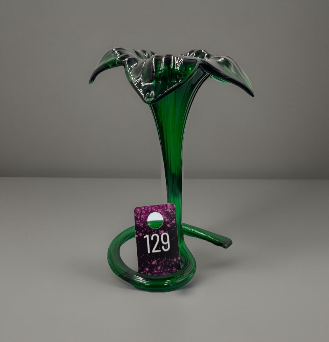 Mcm Hand blown Murano Style Green Lilly Vase