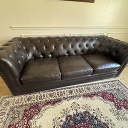 Roy Sofa in Dark Brown Leather by Coaster, Nice Couch!