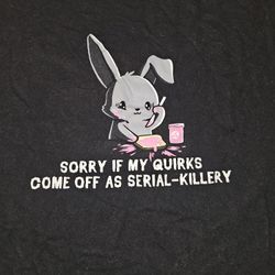 Black Graphic Tee with Bunny Print