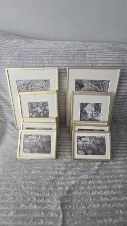 12-Piece Gold Aluminum Gallery Wall Frame Set with Real Glass