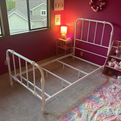 DHP Jenny Lind Kids Metal Bed Frame, Twin, White Country Chic 