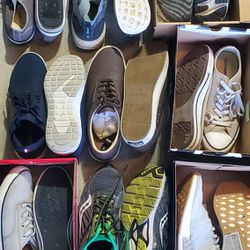 9 PAIRS - Men Walking Shoes Converse Flat Size 9.5 10 Running Adidas All Star