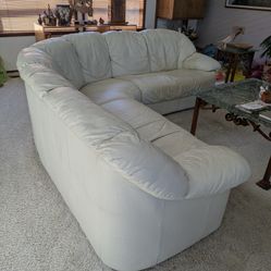 White Leather Sectional 