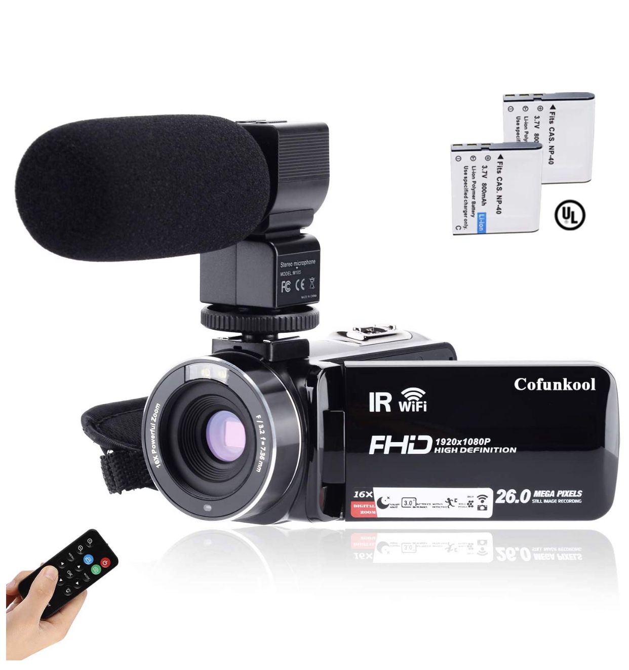 1080P 26MP Video Camera WiFi Vlogging Camera for YouTube, 270° Flipping 3.0" IPS Touch Screen, IR Night Vision