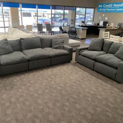 Charcoal Grey Cloud Feather Sofa Set 