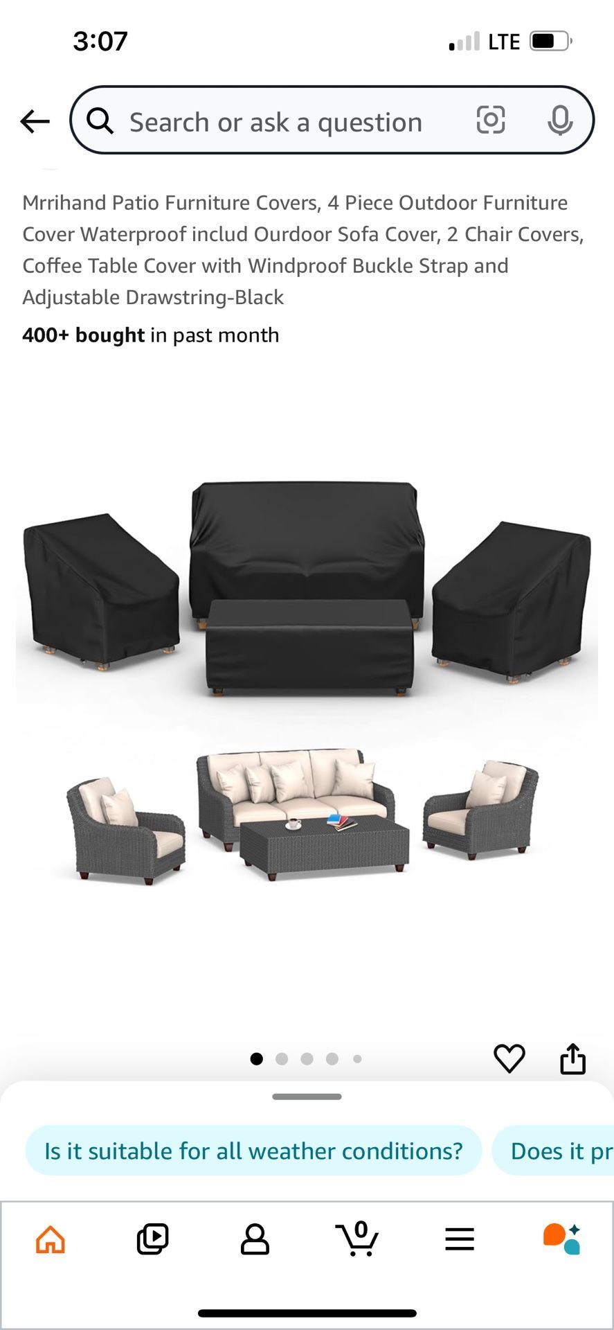 Patio furniture covers