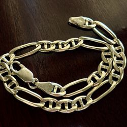 14k Gold Figaro Chain Bracelet 8.5 inches