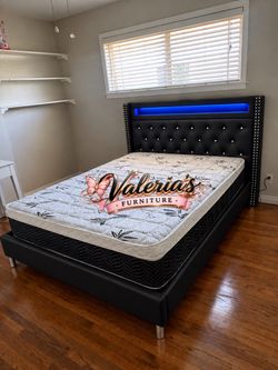 New Queen bed frame with mattress