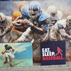 Sports Art Canvas Set of 3 (Baseball and Football)