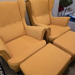 IKEA WING CHAIR AND OTTOMAN (Strandmon)