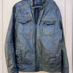 Buffalo David Bitton Mens Size Medium Jacket Black Faux Leather 5 Pocket
