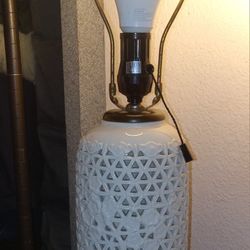 1950s Blanc De Chine Chinese Vase Lamps Reticulated Porcelain