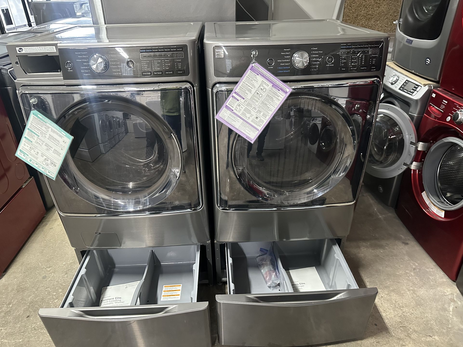🎀🌠Kenmore Elite Washer Jumbo Dryer Electric Steam Nice Set❤️🎀