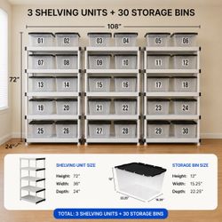 Reseller Inventory Storage System-3 Shelves + 30 Storage Bins