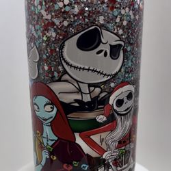 16oz Glass Nightmare before Christmas Snow Globe Tumbler