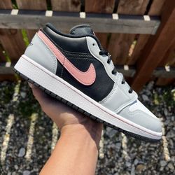 Jordan 1 Low Black Grey Pink (Size 6Y)