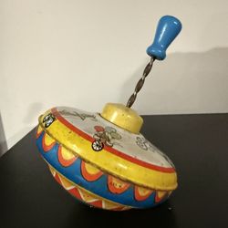 Vintage Tin Circus Spinning Top Toy