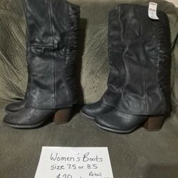 NEW Womens Black Knee High Boots Size 7.5 Or 8.5