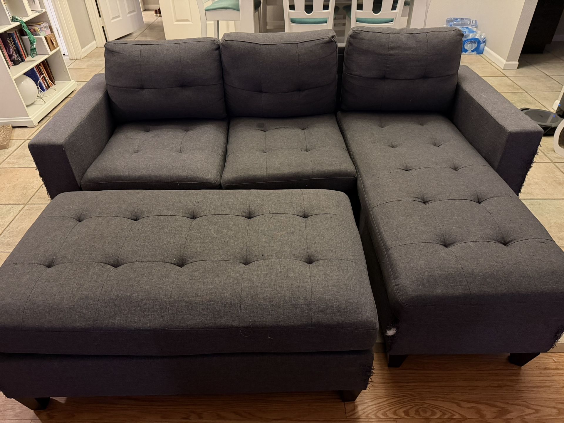 Gray Couch With Ottoman