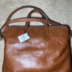 Fossil Sydney Work Bag Laptop Purse Brown Leather Crossbody Tote Women