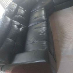 SECTIONAL GENUINE 100% LEATHER RECLINER ELECTRIC BLACK COLOR... DELIVERY SERVICE AVAILABLE 🚚💥🚚