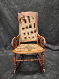 Beautiful Antique Walnut & Cane Rocking Chair