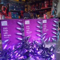 Home Accents Holiday 100 Purple LED Mini Lights Indoor/Outdoor.  3 Box  X $5