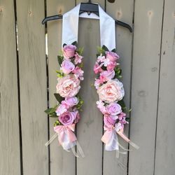 Pink Floral Graduation Sash/lei 
