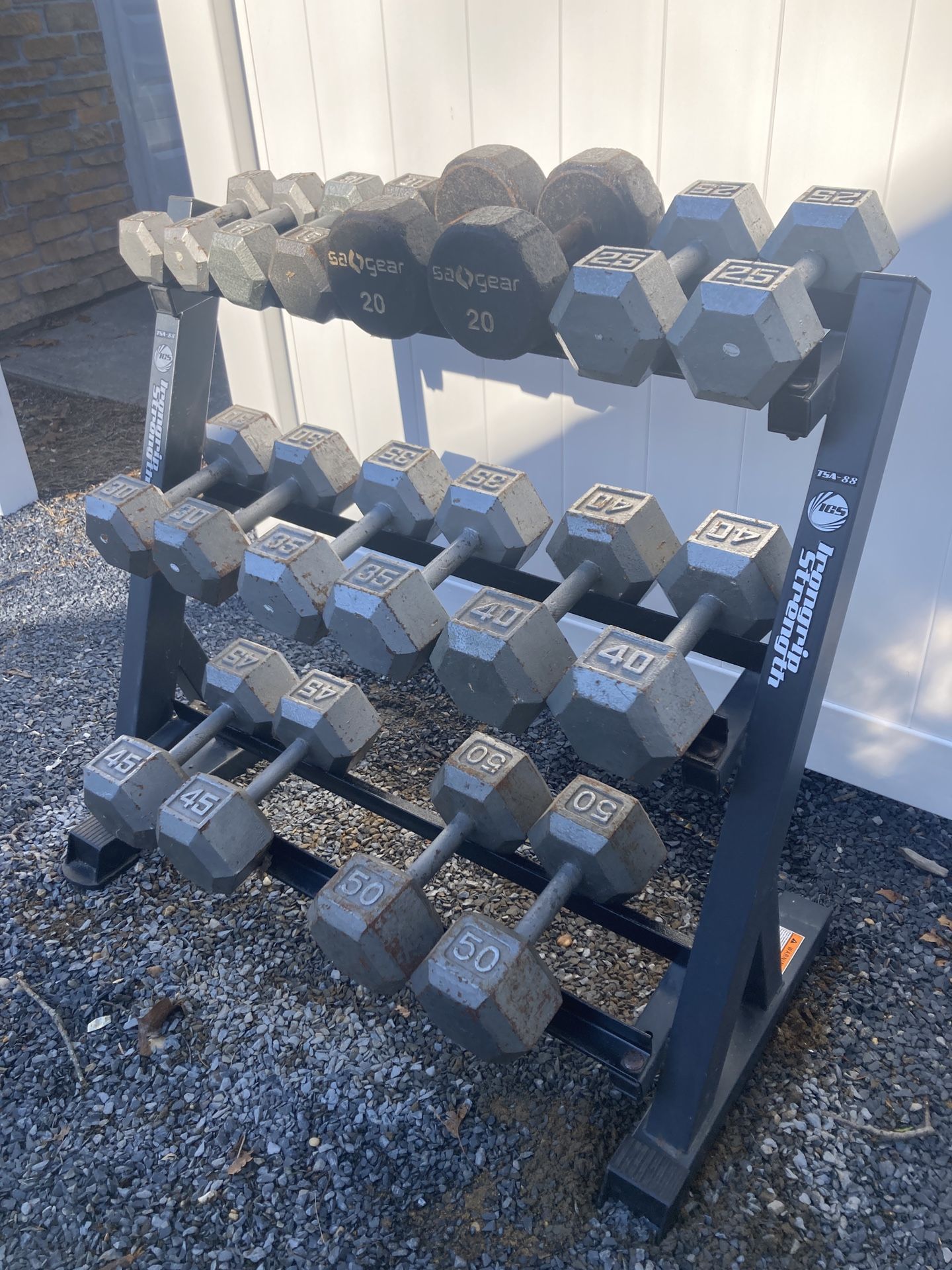 Steel Hex 5-50 Complete Set Of 10 Pairs Of Dumbbells