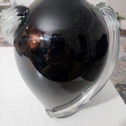 Vintage Hand Blown Black Vase
