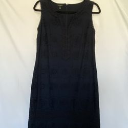 Talbots Navy Blue Eyelet Lace Dress Size MSRP $149