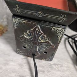centsy "Charity" or "Hope Cross" full-size electric wax warmer in gray and brown ceramic with a Celtic-style cross design. 