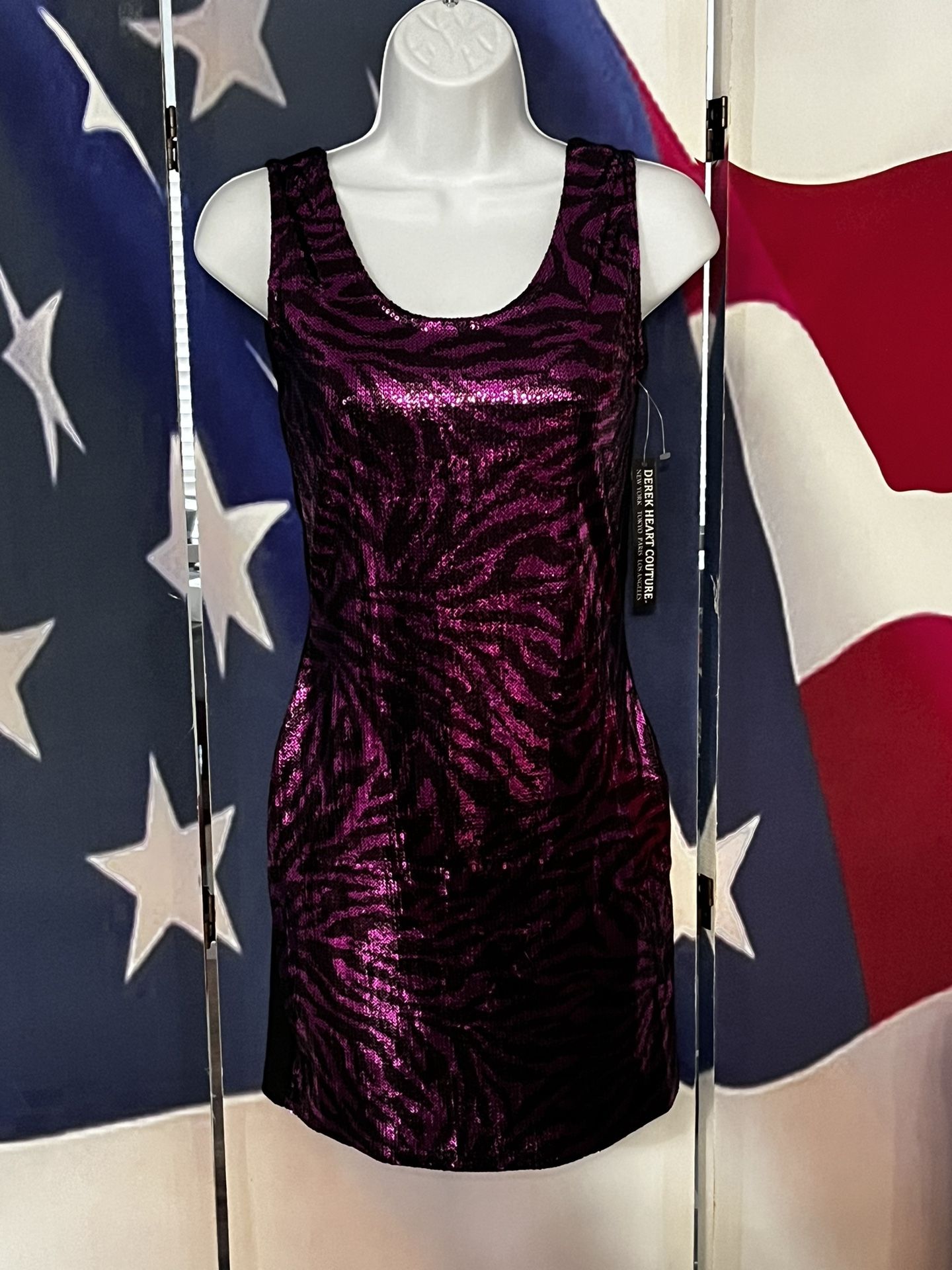 New Small Purple Sequin Stretch Dress