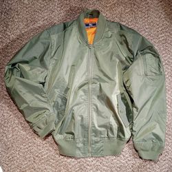 Men's Military Bomber Jacket Olive Green L 