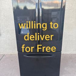 🧊 Beautiful GE French Door Refrigerator – Black Finish!