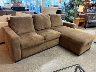 Microfiber 3-Seat Brown Sofa w/ Lounger