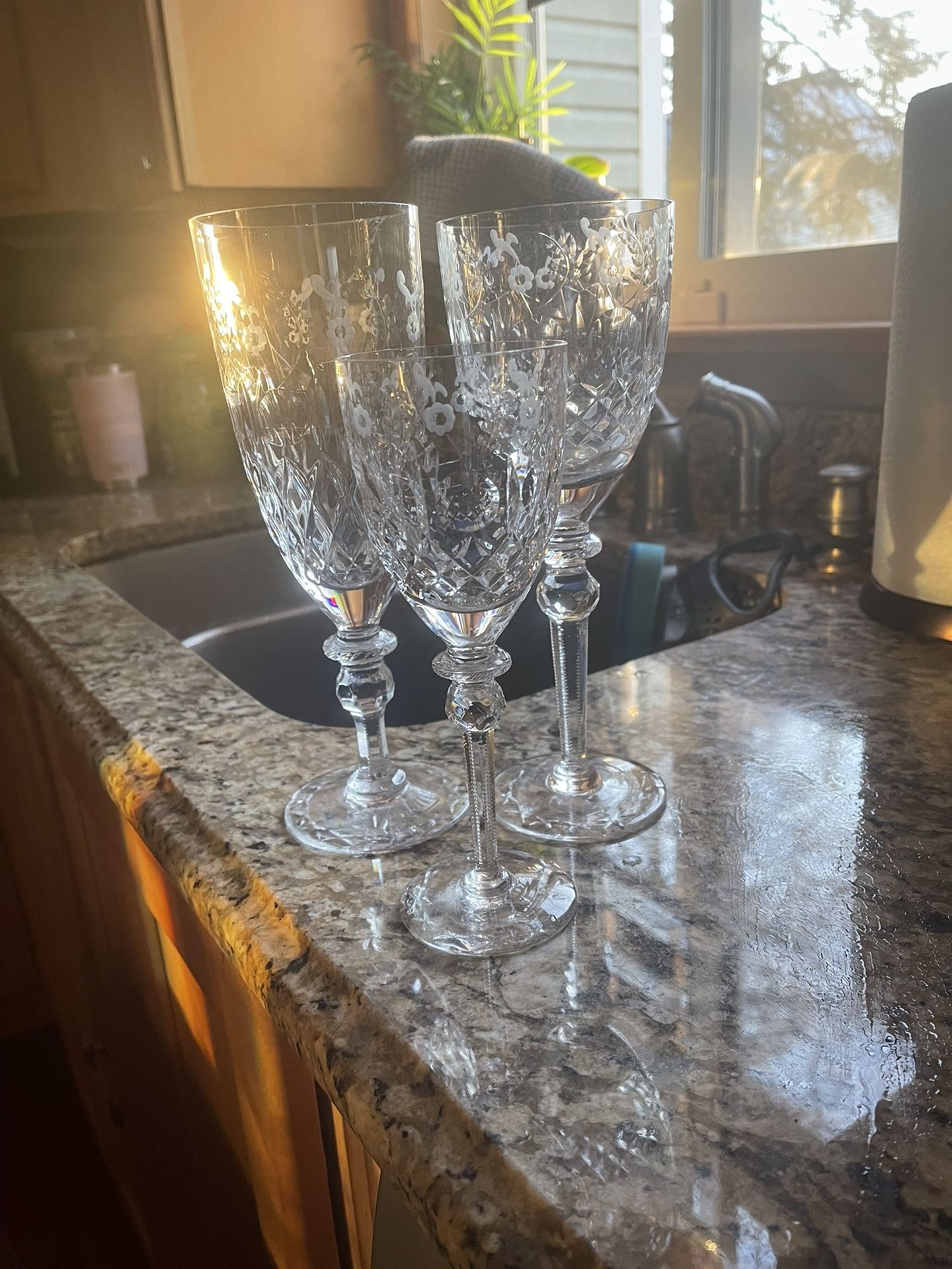 Etched Crystal Glasses Circa 80’s