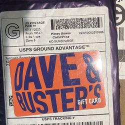 Dave And Busters Gift Card $100 Value 